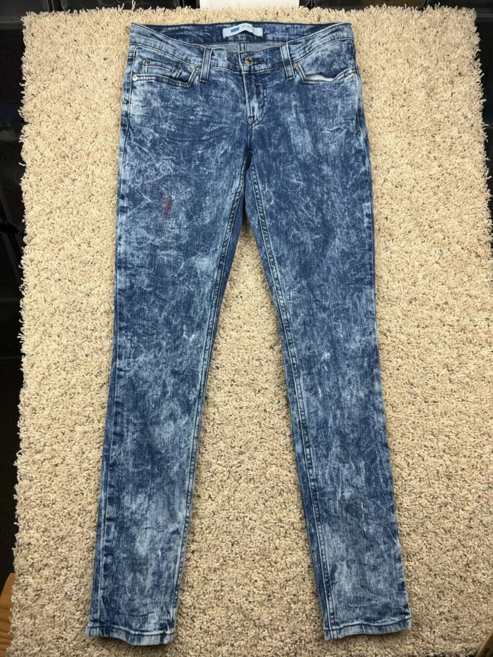 Levi 524 Skinny Womens Jeans Straight Leg Acid Wash Blue 27x32 Red Tab Levi’s